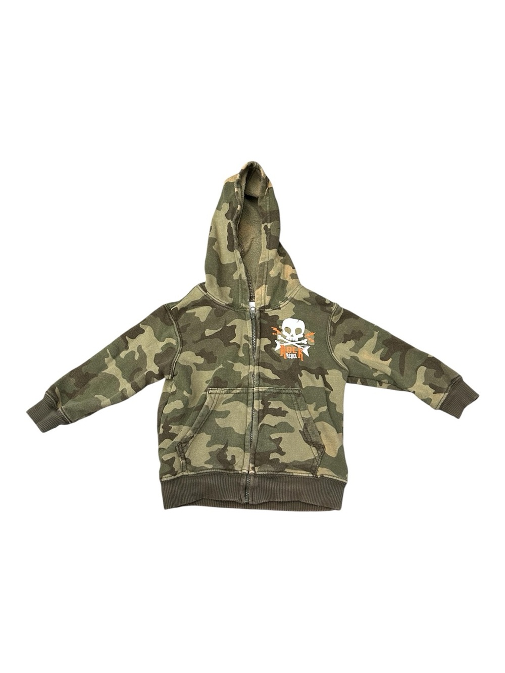 Wonderkids Green Camo Skull Rock Rebel Full-Zip Jacket Hoodie